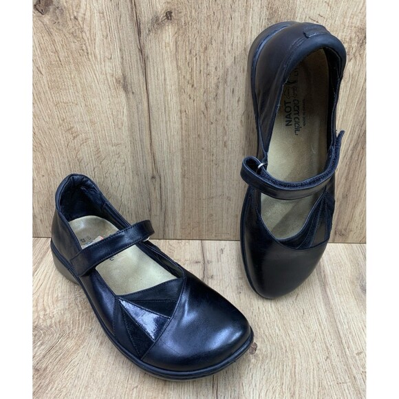 Naot Shoes - Naot Black Leather Mary Jane Comfort Shoes Womens EU 42 US 11 Hook Loop Israel